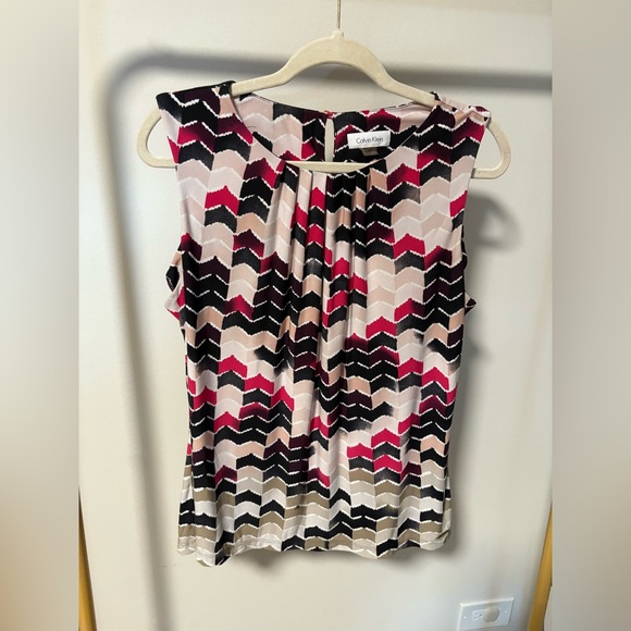 Calvin Klein Women's Chevron Print Sleeveless Top XL - Picture 1 of 3